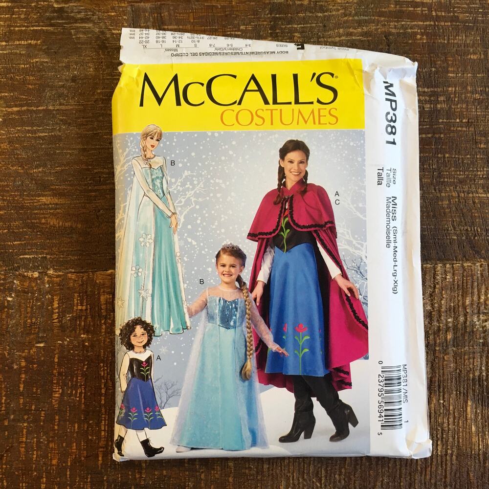 McCalls Sewing Pattern MP381 Frozen Anna Elsa Cosplay Princess Size 8-22 UNCUT